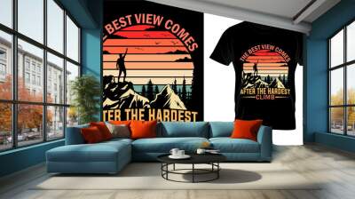 Hiking vintage retro T-shirt design Template Wall mural