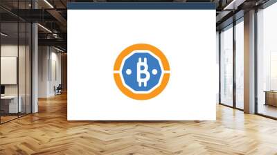 two colored Bitcoin concept vector icon. 2 color Bitcoin vector illustration. isolated blue and orange eps icon on white background. Wall mural