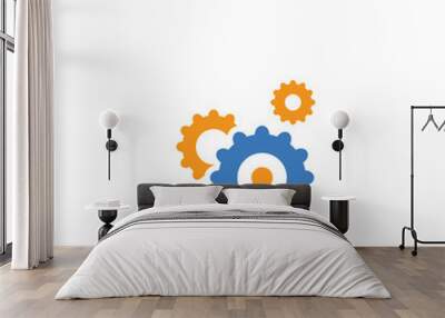 two colored Gear concept vector icon. 2 color Gear vector illustration. isolated blue and orange eps icon on white background. Wall mural