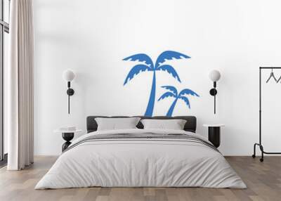 two colored Island with palm trees concept vector icon. 2 color Island with palm trees vector illustration. isolated blue and orange eps icon on white background. Wall mural