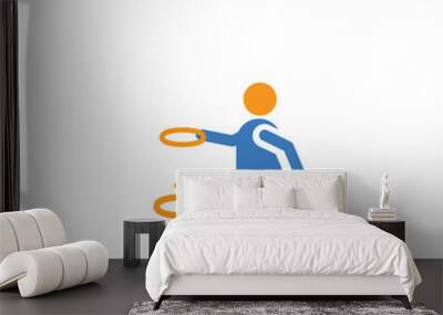 two colored People playing Rings concept vector icon. 2 color People playing Rings vector illustration. isolated blue and orange eps icon on white background. Wall mural