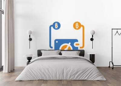 two colored Proof of stake concept vector icon. 2 color Proof of stake vector illustration. isolated blue and orange eps icon on white background. Wall mural