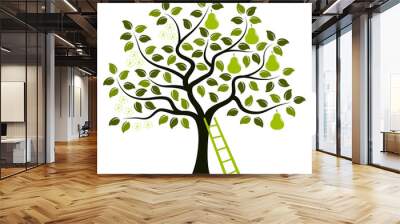 pear tree in two seasons Wall mural