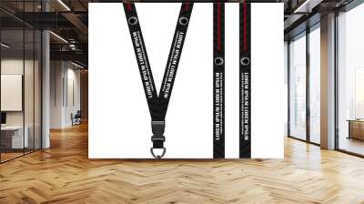 Black Line Lanyard Template Wall mural