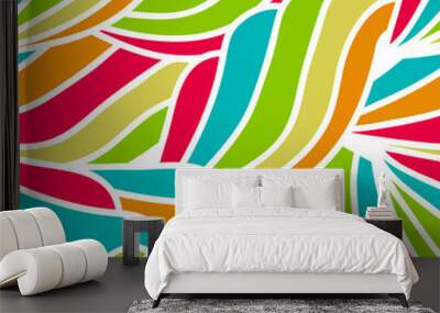 abstract hand-drawn waves pattern, seamless floral vector backgr Wall mural