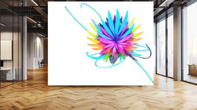 Acantos en 3d con colores neon decorativos sobre un fondo transparente Wall mural