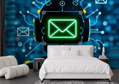 AI is being used to check email and reply, concept of AI automation for Emails Wall mural