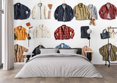 same with various outfits on white background Wall mural