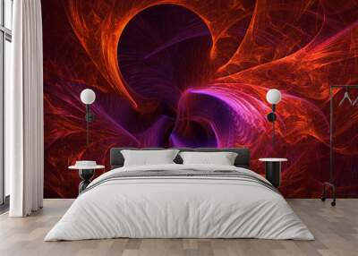 3D manual rendering abstract multicolor technology fractal light background Wall mural