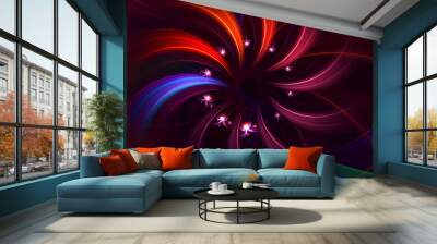 3D rendering abstract multicolor fractal light background Wall mural