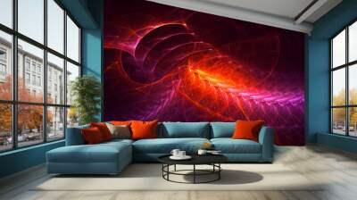 3D rendering abstract multicolor fractal light background Wall mural