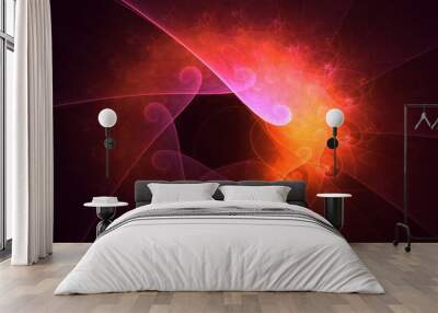 3D rendering abstract multicolor technology fractal light background Wall mural