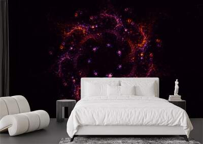 3D rendering abstract multicolored fractal light background with bright center Wall mural