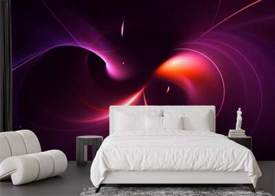 3D rendering abstract red fractal light background Wall mural