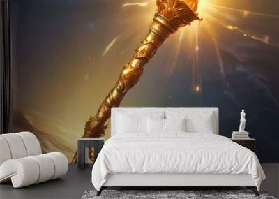 Illustration of ancient wizard wand. Wall mural