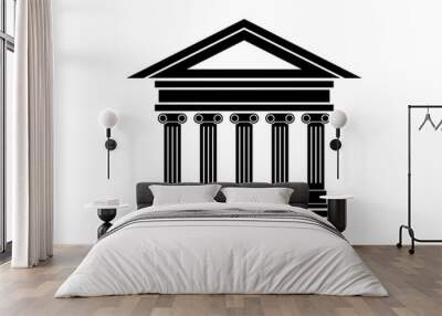 ancient building icon. ancient temple with columns illustration. historical building black icon isol Wall mural