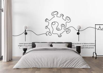 Virus one continuous line design. Decorative elements drawn on a white background. Wall mural