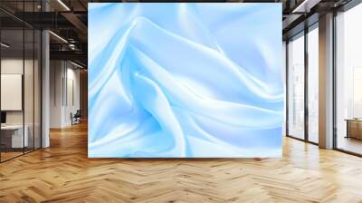 A seamless pattern of smooth, light blue fabric folds, giving a soft and silky texture. Wall mural