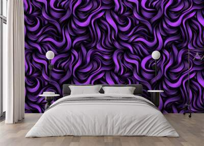 A seamless pattern with swirling, abstract purple waves creating a dynamic and energetic tile ornament that brings a sense of movement and depth. Wall mural