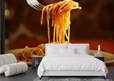 spaghetti and fork Wall mural