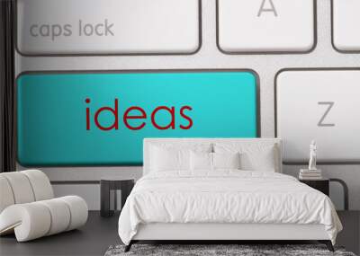 Ideas word written on computer keyboard.    Wall mural