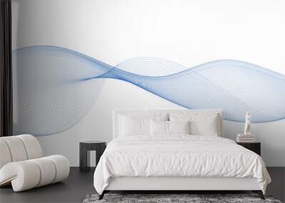 abstract blue wave background. Blue minimal round lines abstract background. Abstract flowing lines wave. Digital future technology concept. Wall mural