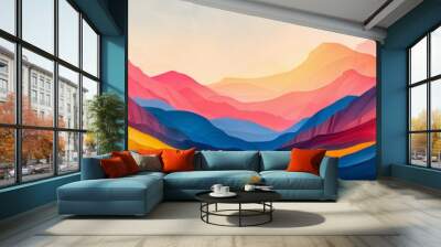 Mountain landscape background. Colorful layers of mountains. Wall mural