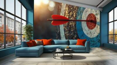 Arrows Perfectly Hit Target in Achievement Concept Wall mural