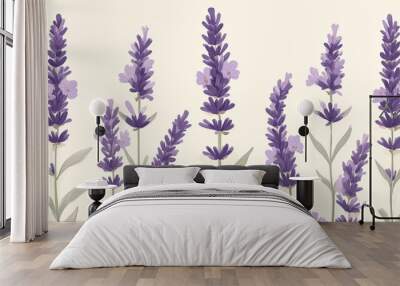 Beautiful lavender flower pattern with soft purples and greens, botanical style Wall mural