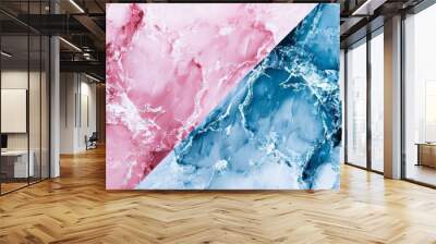 Vivid Contrast in Pink and Blue Natural Marble Texture Wall mural