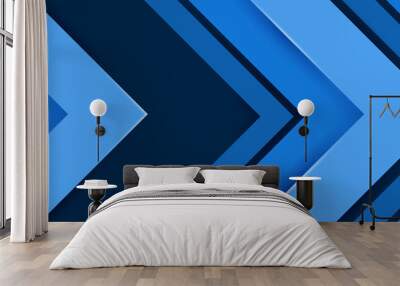 Abstract background for websites and banners in rich blue colours. Bright flat arrows with 3d effect. Dynamic composition. Wall mural