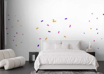 Simple confetti vector illustration. Different shapes of small paper in set. Round, ribbons, squares flying in the air in small compositions. Wall mural