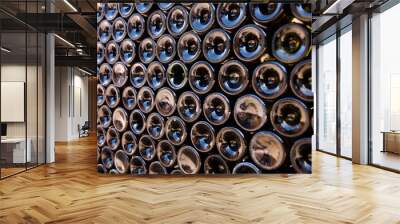 Empty wine bottles stacked-up on one another Wall mural