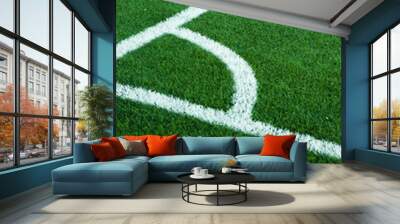 Football field corner with white marks Wall mural