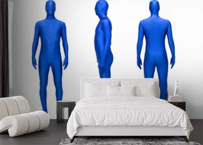 Mysterious blue men in morphsuit Wall mural