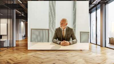 Senior business man sitting in the boardroom at the office Wall mural