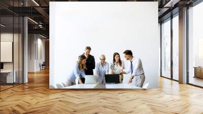 Senior businesswoman working together with young business people in office Wall mural