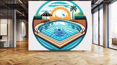 swimming pool logo Wall mural