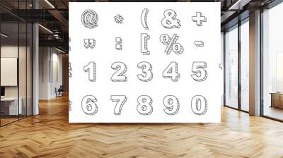 Plus, minus, multiplication, division and 1 to 10 3d number vector icon isolated on white background, 3d mathematical aign and symbols Wall mural