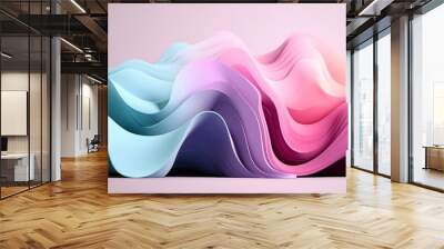 Abstract pastel colors 3d background. 3d wave banner. Abstract three-dimensional background in soft pastel colors Wall mural