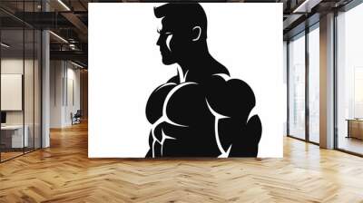 Bodybuilder black icon on white background. Bodybuilder silhouette Wall mural