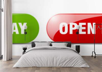 open day button. key. sign. push button set Wall mural