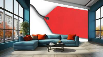 Blank red hang tag isolated on transparent background Wall mural