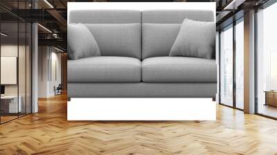 Gray sofa with two pillows isolated on transparent background Wall mural