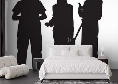 construction workers architect engineer silhouette Wall mural