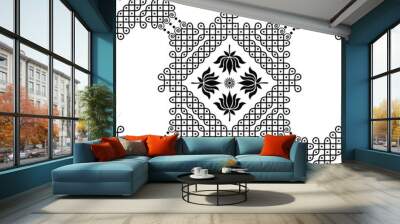 Indian traditional and Cultural Rangoli or Kolam isolated on white background is in Seamless Pattern Wall mural