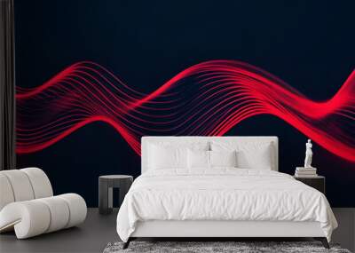 Abstract black blend digital wave line technology red line background. Minimal carve wavy black and red flowing wave lines and glowing moving lines. Futuristic sound wave lines background. Wall mural