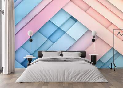 Abstract Geometric Background with Soft Pink and Blue Colors Wall mural