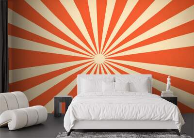 Abstract orange color sunburst star beam shine creative geometric pattern used for banner, cartoon radial text. Wall mural