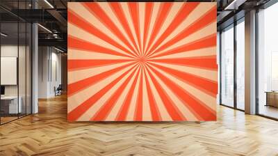 Abstract orange color sunburst star beam shine creative geometric pattern used for banner, cartoon radial text. Wall mural